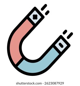 Magnet icon. Outline magnet vector icon color flat isolated