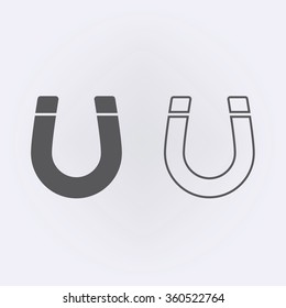 Magnet icon and magnet outline icon . Vector illustration