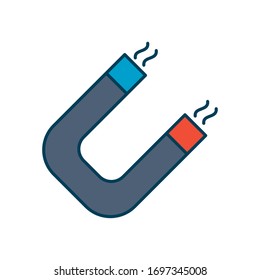 icono de imán sobre fondo blanco, estilo de línea y relleno, ilustración vectorial