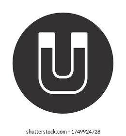 magnet icon over white background, block style, vector illustration