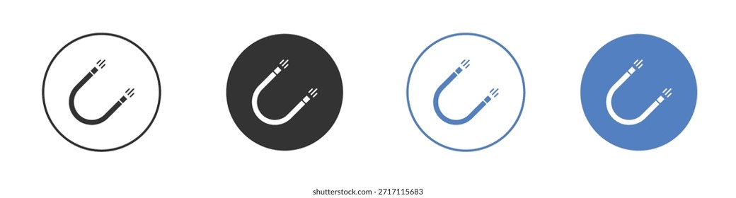 Conjunto de pictogramas de iconos magnéticos. Diseños de iconos de Vector