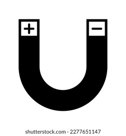 Magnet icon with plus and minus mark. Vector.