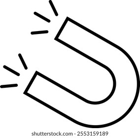 Magnet icon png, power concept horseshoe shape with electromagnetic force field. Magnet concept for business investment, income and financial savings, money making. Isolated on transparent background