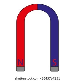 Magnet icon. Red and blue colors. Vector horseshoe shape.