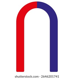 Magnet icon. Red and blue colors. Magnetic force symbol. Vector horseshoe shape.