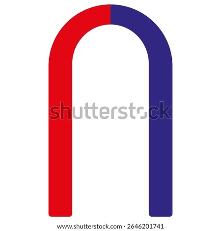 Magnet icon. Red and blue colors. Magnetic force symbol. Vector horseshoe shape.