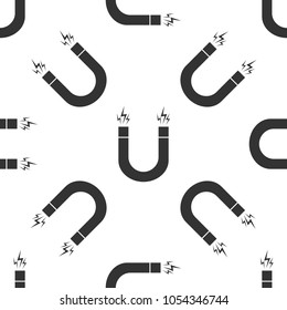 Magnet icon seamless pattern on white background. Horseshoe magnet, magnetism, magnetize, attraction. Flat design. Vector Illustration