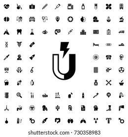 Magnet icon. set of filled medicine icons.