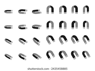 magnet icon set. flat design vector illustration isolated on white background.