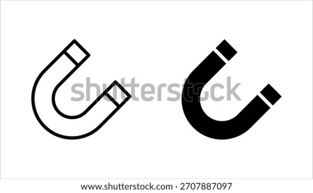 Magnet icon set. Horseshoe icon. Magnet horseshoe line icon. Magnet symbol vector illustration on white background