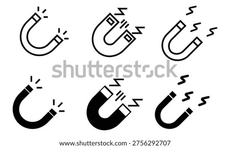 Magnet icon set. Horseshoe icon. Magnet horseshoe line icon. Magnet symbol vector illustration.  icon concept for web design.