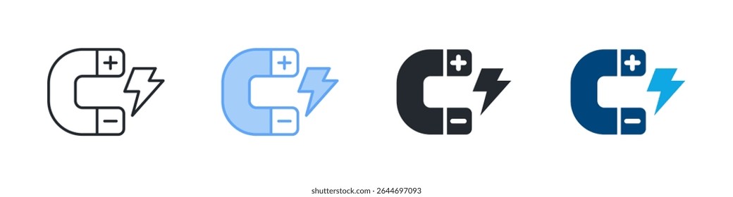 Magnet Icon Set Multiple Style. Designed In Outline, Blue, Glyph, Dual Tone