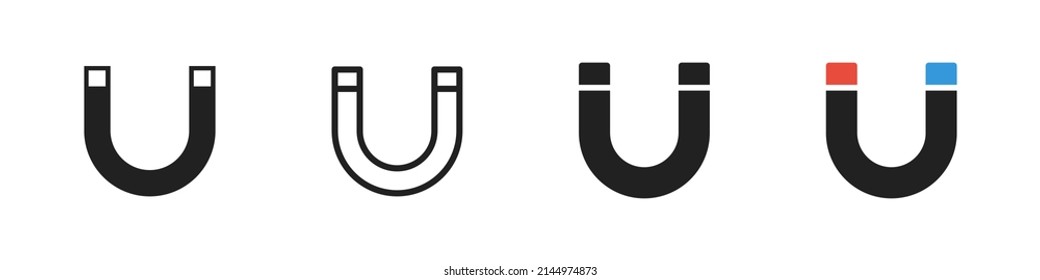 Magnet icon set. Vector illustration. Set of herseshoe magnet symbol. EPS 10.