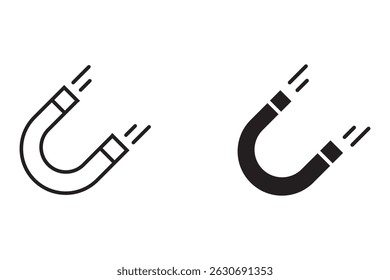 conjunto de ícones de ímã. vetor, sinal, símbolo, logotipo, ilustração, arranhão editável, estilo de design plano isolado na cor branca