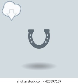 Magnet icon with shadow. Cloud of download with arrow.