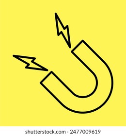 magnet icon simple, line vector isolated on yellow background. trendy and modern design