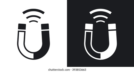 Magnet icon, stock vector. Two-tone version on black and white background