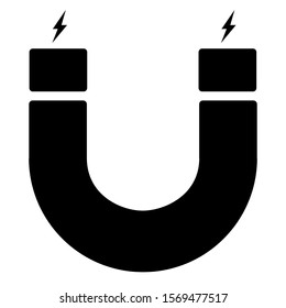 Magnet icon symbol simple vector design in black color on white background.
