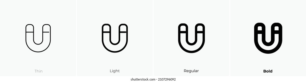 magnet icon. Thin, Light Regular And Bold style design isolated on white background