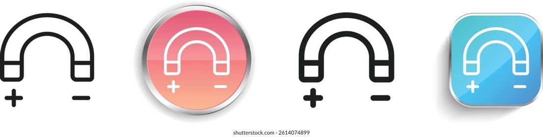 magnet icon. Thin Linear, Regular and Button Style Design Isolated On White Background