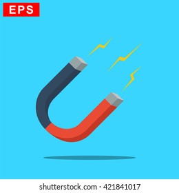 magnet icon, vector attraction sign, isolated pole symbol