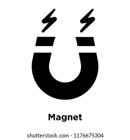 Magnet icon vector isolated on white background, logo concept of Magnet sign on transparent background, filled black symbol