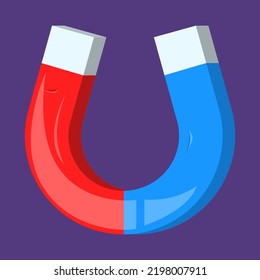 Magnet icon vector isolated. Power and energy, magnetic tool. Game icon of a red and blue magnet. Different polarities.