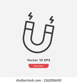 magnet icon vector. Linear style sign for mobile concept and web design. electromagnetic symbol illustration. Pixel vector graphics - Vector.