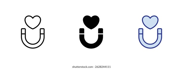 Ícone de ímã - logotipo vetorial. Símbolo de ímã em design plano