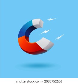 magnet icon vector. magnetism business symbol vector, power attract Illustration in 3d style design. 