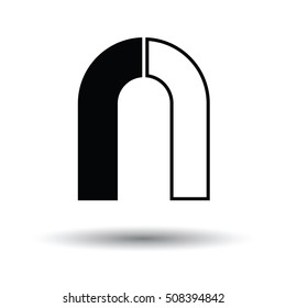 Magnet icon. White background with shadow design. Vector illustration.