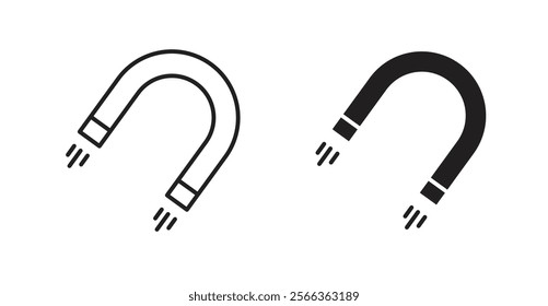 Magnet icons in line stroke and flat versions