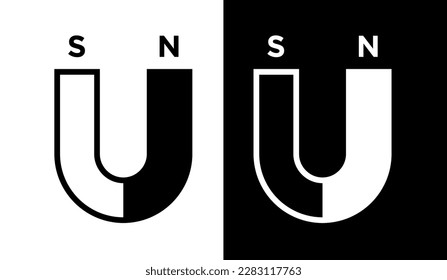 Magnet icons set. Horseshoe magnet. Magnetic field or industry symbol.