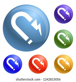 Magnet icons set vector 6 color isolated on white background
