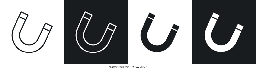 Magnet icons in Thin line black color. flat simple vector symbols illustration.
