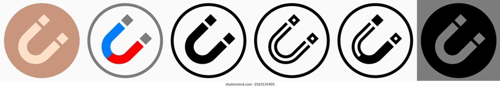 Magnet Icons: vector illustration of magnet icons with white and gray background