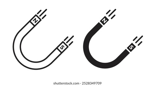 Magnet icons. Vector set in filled and line style.