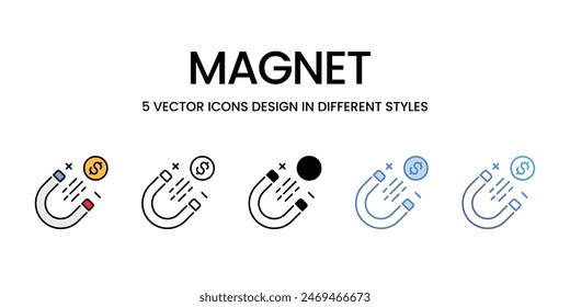 Magnet icons vector set stock illustration.