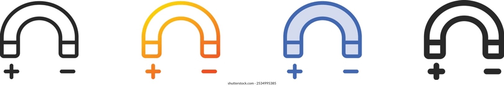 magnet icon.Thin Linear, Gradient, Blue Stroke and bold Style Design Isolated On White Background