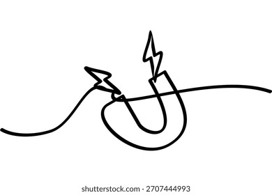 Ilustración de imán con diseño de línea continua. Interesante diseño de arte de línea abstracta.