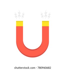 Magnet illustration in flat style. Magnetism, magnetize or attraction concept. Vector illustration.