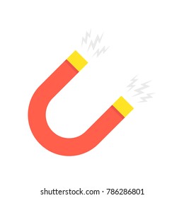 Magnet illustration in flat style. Magnetism, magnetize or attraction concept. Vector illustration.