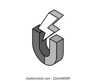Magnet isometric design icon. Vector web illustration. 3d colorful concept