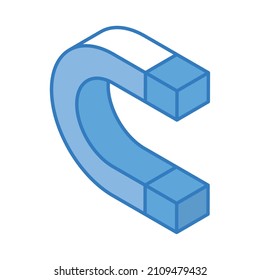 magnet isometric icon flat isolated