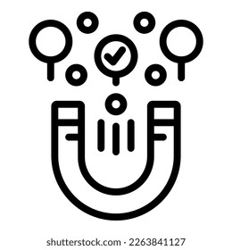 Magnet key point icon outline vector. Main conclusion. Away information