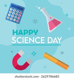 Magnet and lab tools flat design. Vector illustration