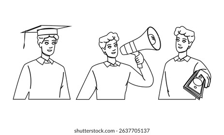 magnet lead nurturing vector. sales business, customer acquisition, client website magnet lead nurturing character. people black line pencil drawing illustration
