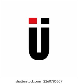 Magnet letter U logo design with a cross. Unique concept magnet logo.