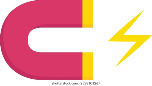 Magnet with lightning icon, symbolizing powerful attraction and business growth. Perfect for marketing, business growth, and customer engagement visuals.