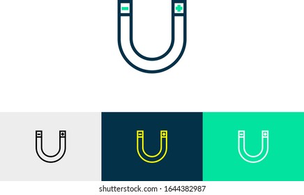 magnet line art vector icon - ui icon vector